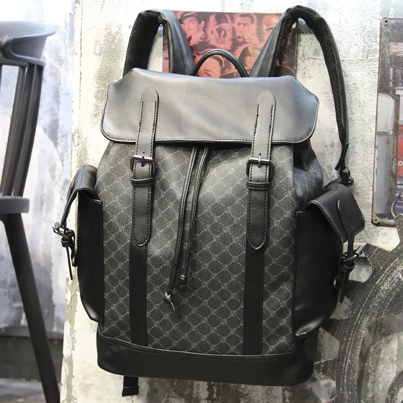 Men's Plaid Backpack Large Capacity Laptop Daypack Outdoor Travel Bag - 1