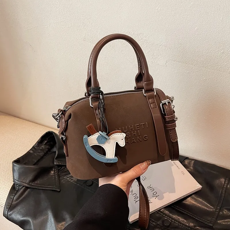 Boston Bag Women 2024 PU Leather Crossbody Shoulder Handbag - 4
