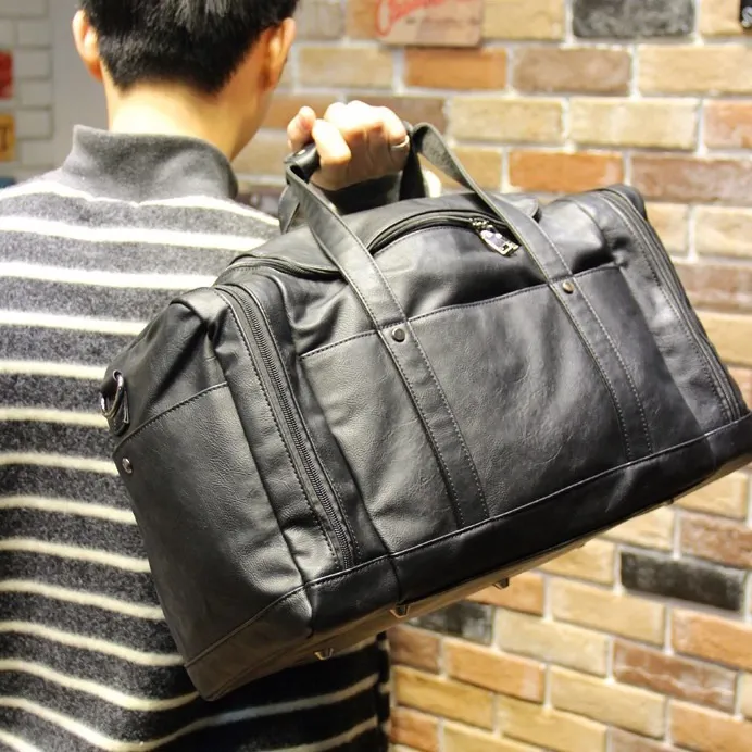 Leather Men's Messenger Bag Large Capacity Laptop Bag Black - 2