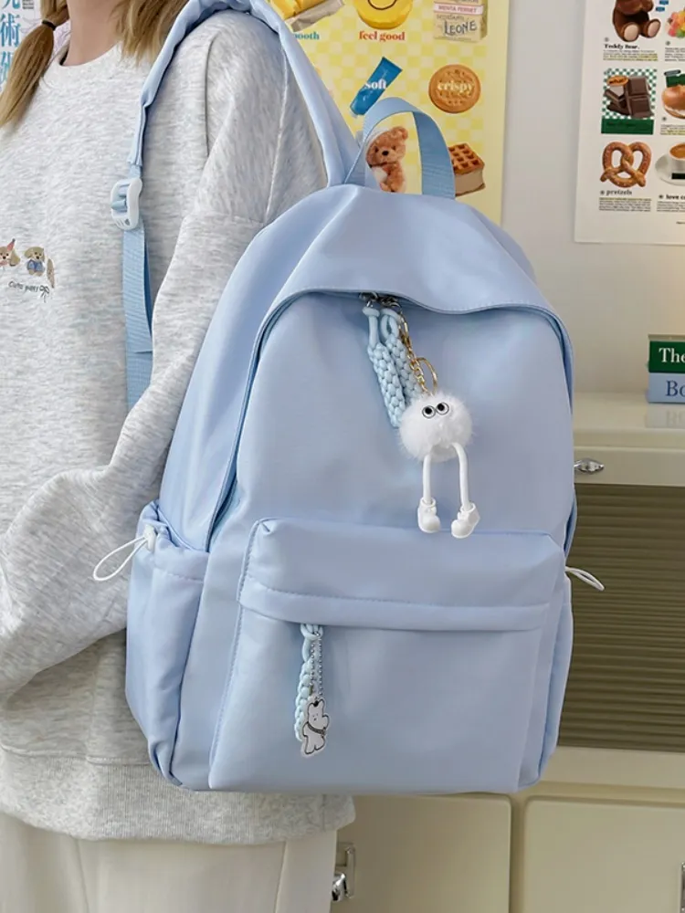 Minimalist Solid Color Backpack for College Students, High School Daypack - 1
