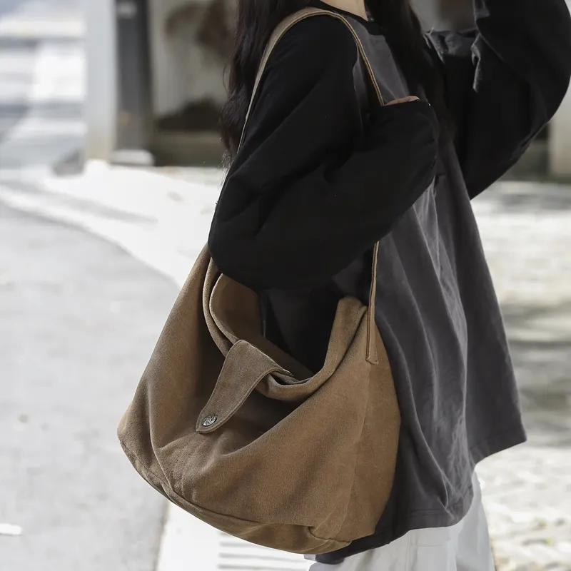 Vintage Canvas Messenger Bag for Men & Women, Large Capacity Crossbody Bag - 3