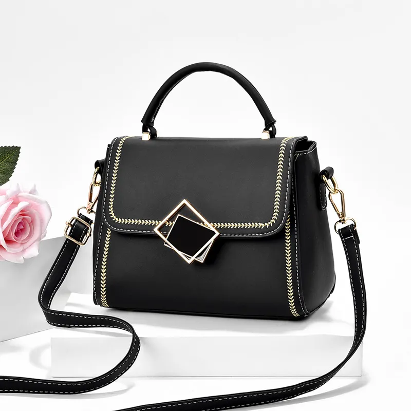 PU Small Square Crossbody Bag for Women 2025 Fashion拼接拉链 - 1