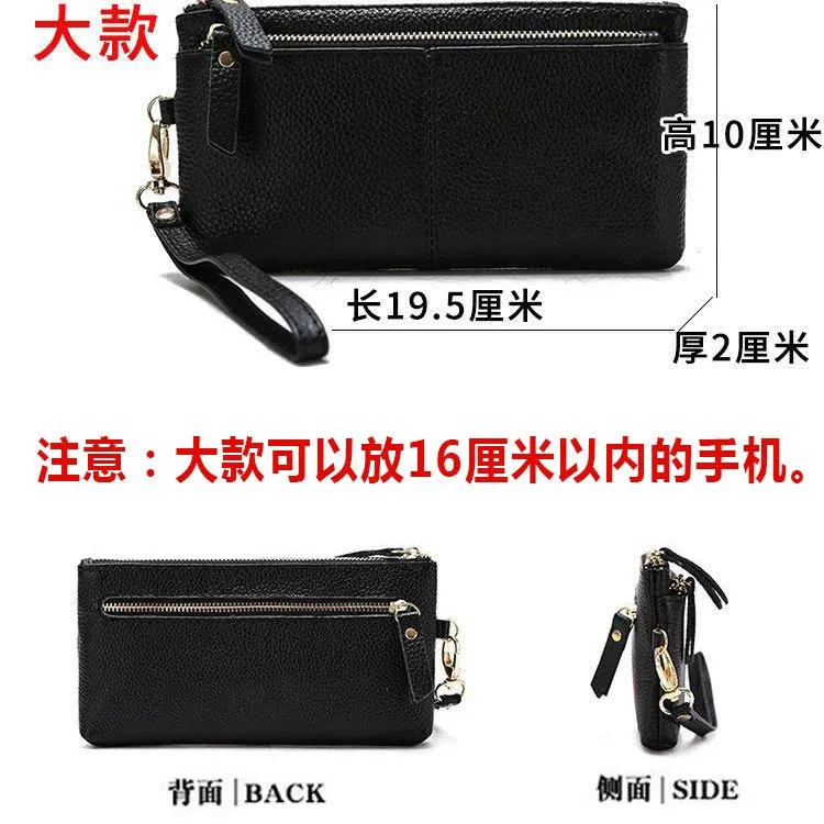 Genuine Leather Wristlet Wallet Long Phone Purse Women's Soft Wrist Bag - 3