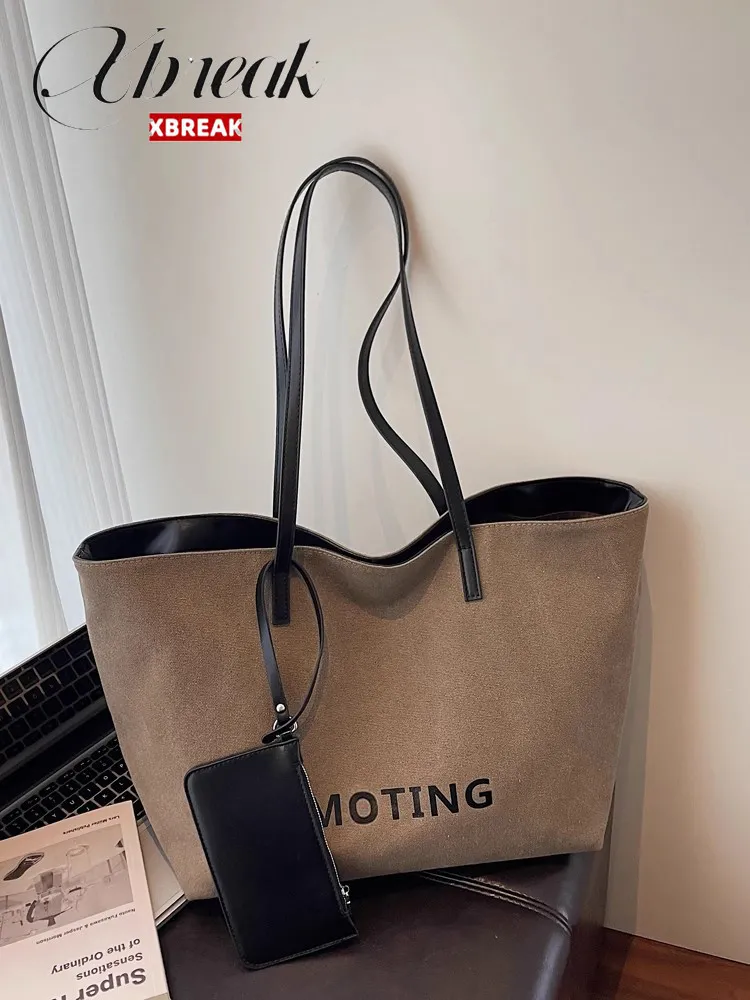 Large Capacity Canvas Tote Bag for Women, Fashionable Shoulder Bag for Commute & School - 1