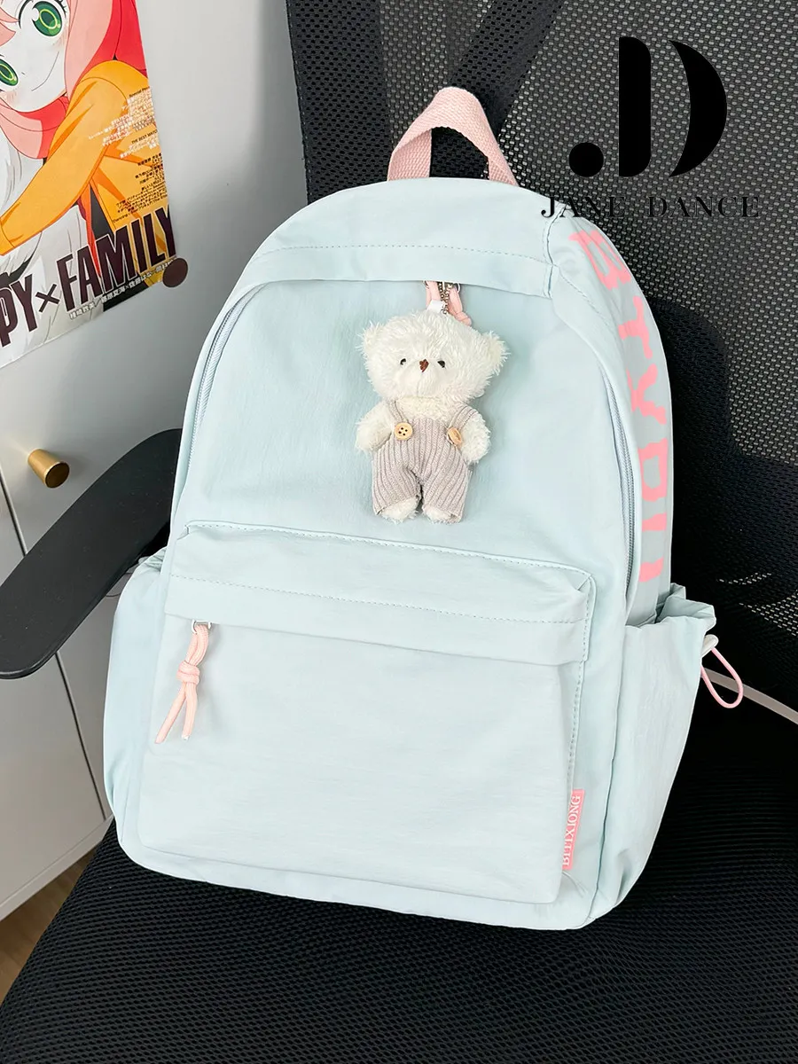 Minimalist Backpack for Women, Japanese Style Ins Pure Color Daypack for High School Girls - 5