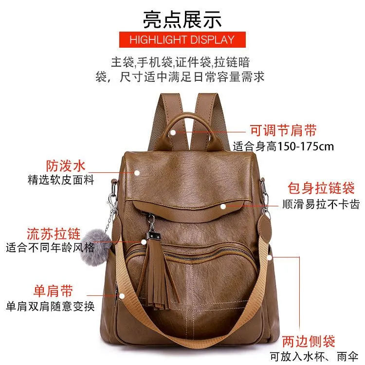 Genuine Leather Backpack 2025 Large Capacity PU Travel Bag - 4