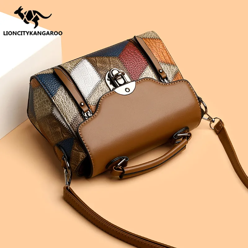 Small Crossbody Bag 2025, Retro PU Square Bag with Color Blocking - 4