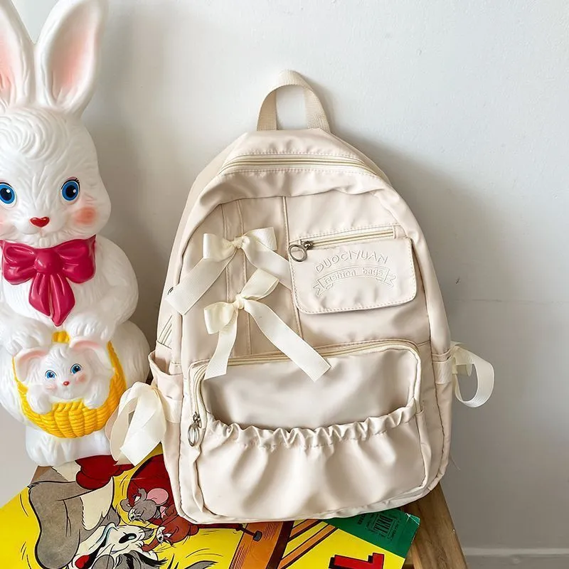 Bow Backpack Cute Rucksack for Girls, Sweet School Bag with Bowknot - 1