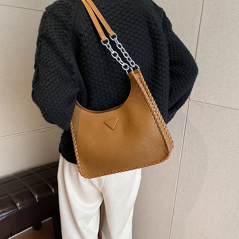 Retro Shoulder Bucket Bag 2025, Crossbody Chain Purse Large Capacity - 4