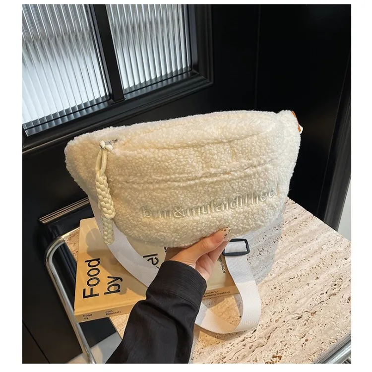 Lamb Fur Crossbody Bag Women Large Capacity 2024 New Fashion Shoulder Bag - 5
