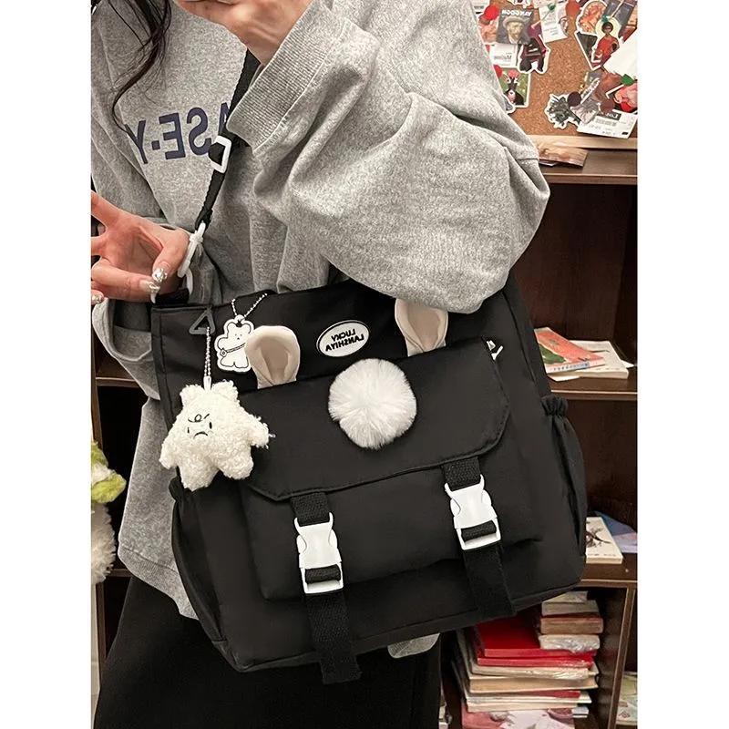 Stylish Solid Color Crossbody Bag, Large Capacity 13 Inch Laptop Backpack - 2