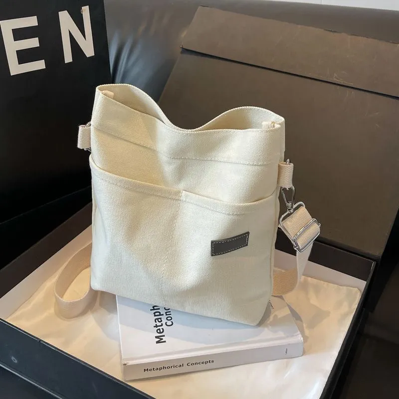 Casual Tote Bag for Women 2024, Large Crossbody Canvas Bag, White - 3