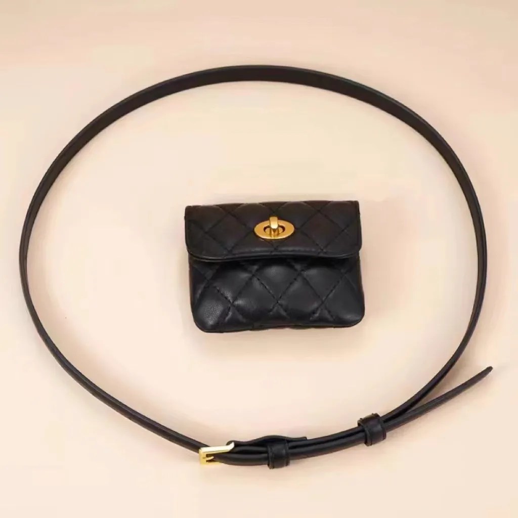 Mini Quilted Belt Bag for Women, Fashionable Waist Pack with Chain Strap - 4