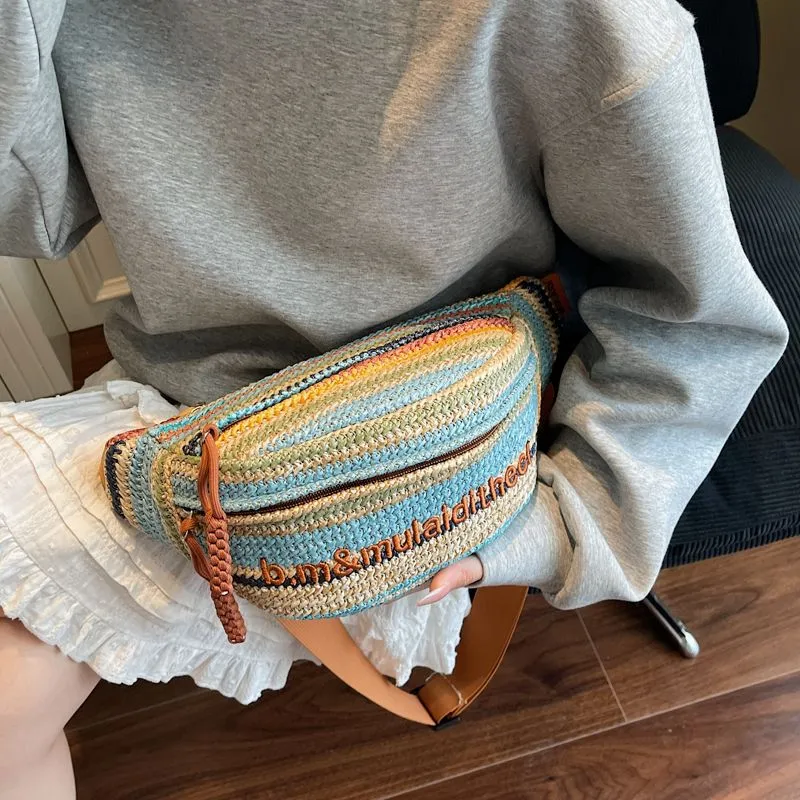 Woven Crossbody Bag for Women 2025, Colorful Ins Sling Bag - 5