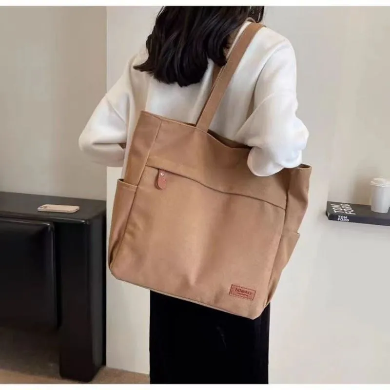 Canvas Tote Bag for Women, Large Capacity Casual Shoulder Bag for School & Commute - 2
