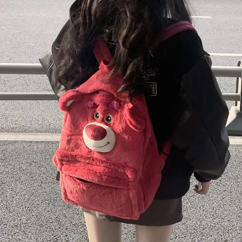 Cute Plush 3-Eyed Backpack, Sulley & Lotso Big Capacity School Bag - 3
