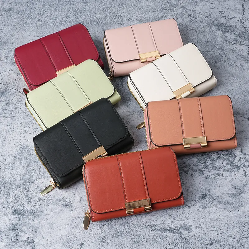 Women's PU Leather Long Wallet Multi Card Slots Zipper Coin Purse Fashion - 4