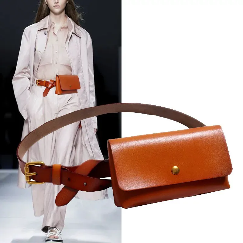 Leather Waist Bag for Women, Minimalist Belt Phone Pouch Crossbody - 1