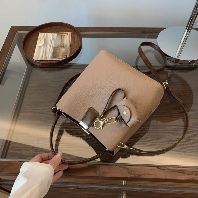 Leather Bucket Bag for Women 2025 New Fashion Tote Shoulder Crossbody Bag - 3