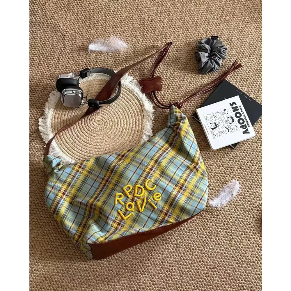 RPDCLaVie Plaid Tote Bag with Bowknot, Crossbody Sailboat Bag for Commute - 2