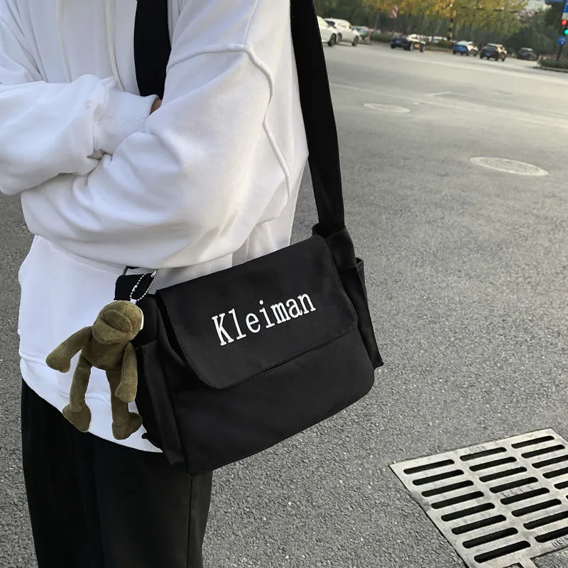 Men's Canvas Crossbody Bag, Minimalist Unisex Shoulder Bag for Daily Use - 4