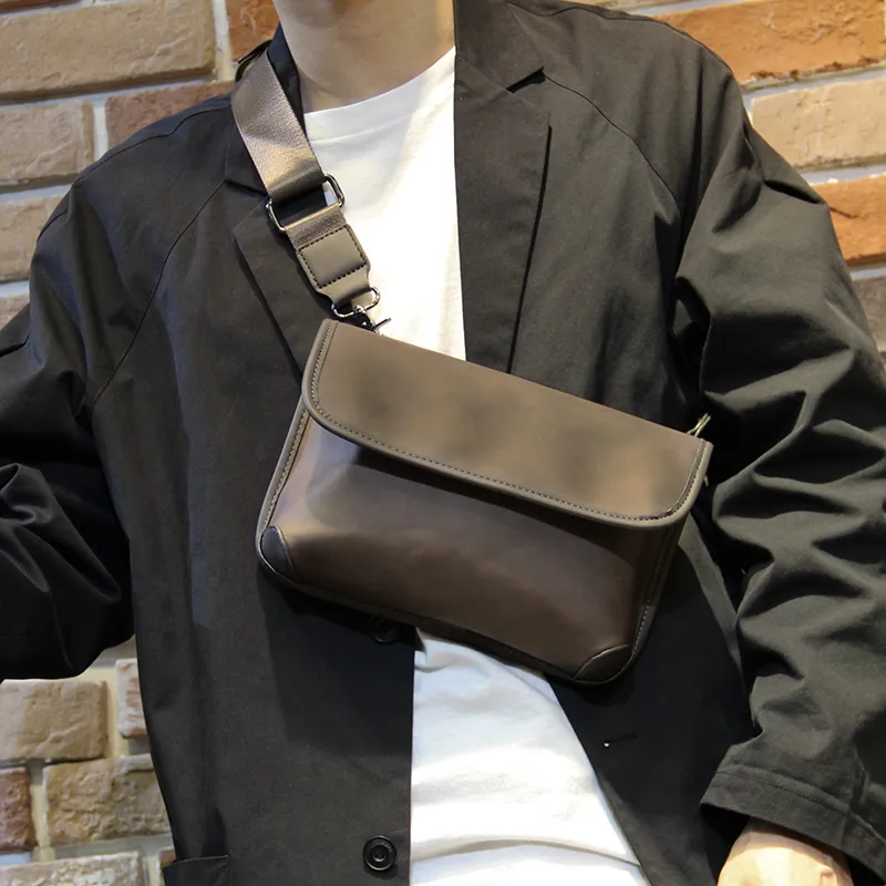 Men's Crossbody Bag Small PU Leather Casual Street Fashion Shoulder Bag - 4