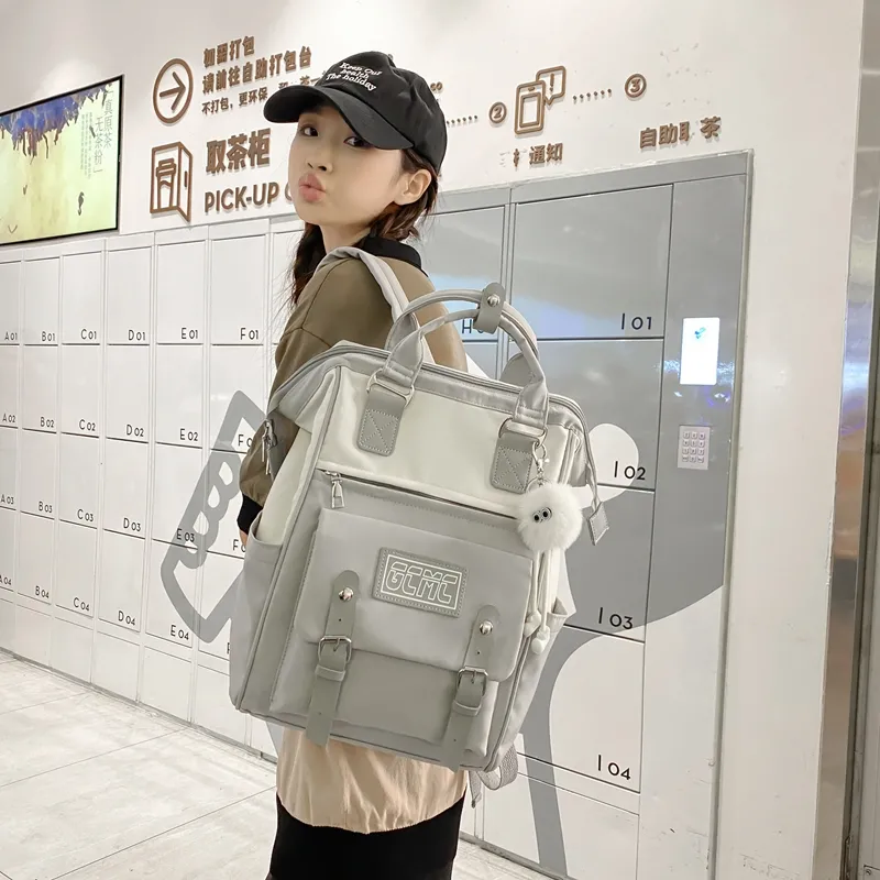 Stylish Waterproof Backpack for Women - Large Capacity Daypack with Color Block Design - 5