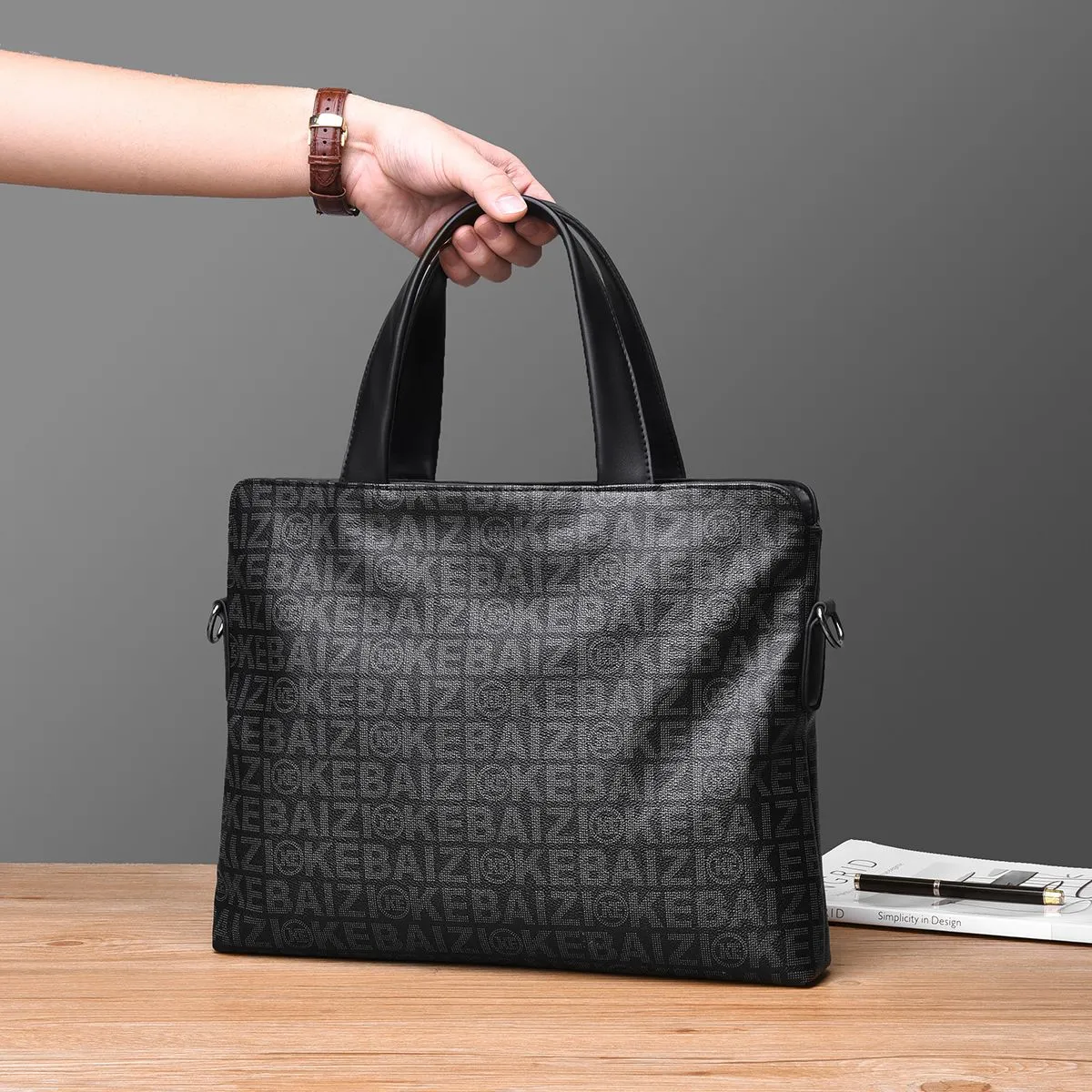 Men's Fashionable Business Briefcase Crossbody Laptop Bag - 2