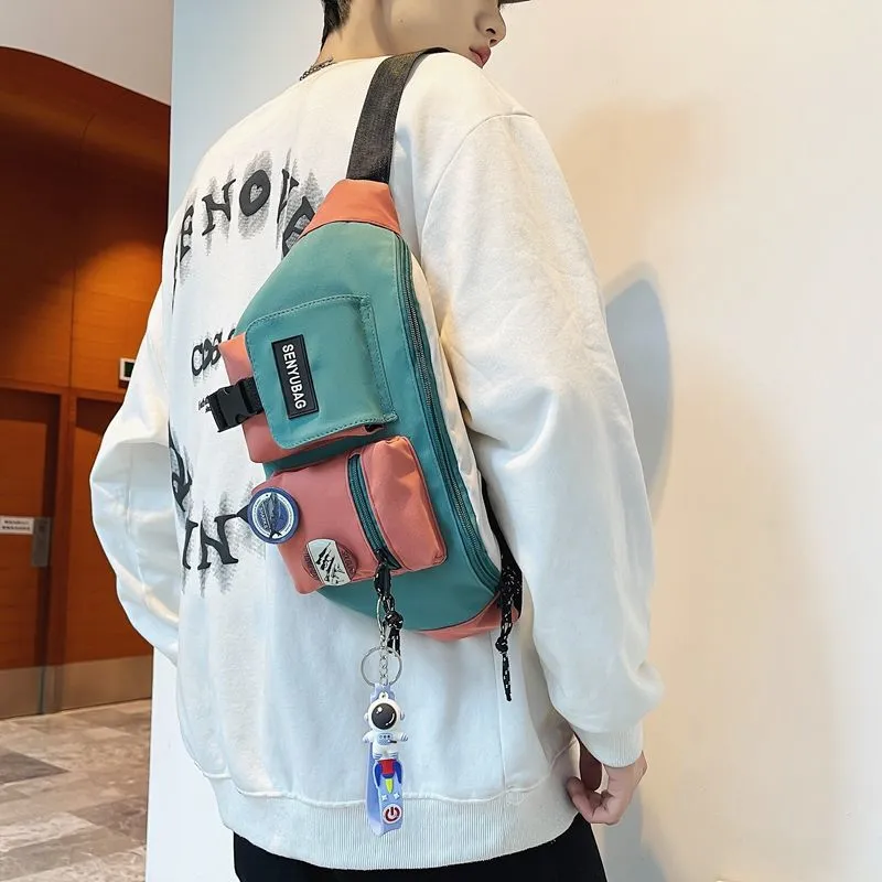 Men's Crossbody Bag Sling Pack Waist Fanny Pack for Men Black Green Blue Orange - 4