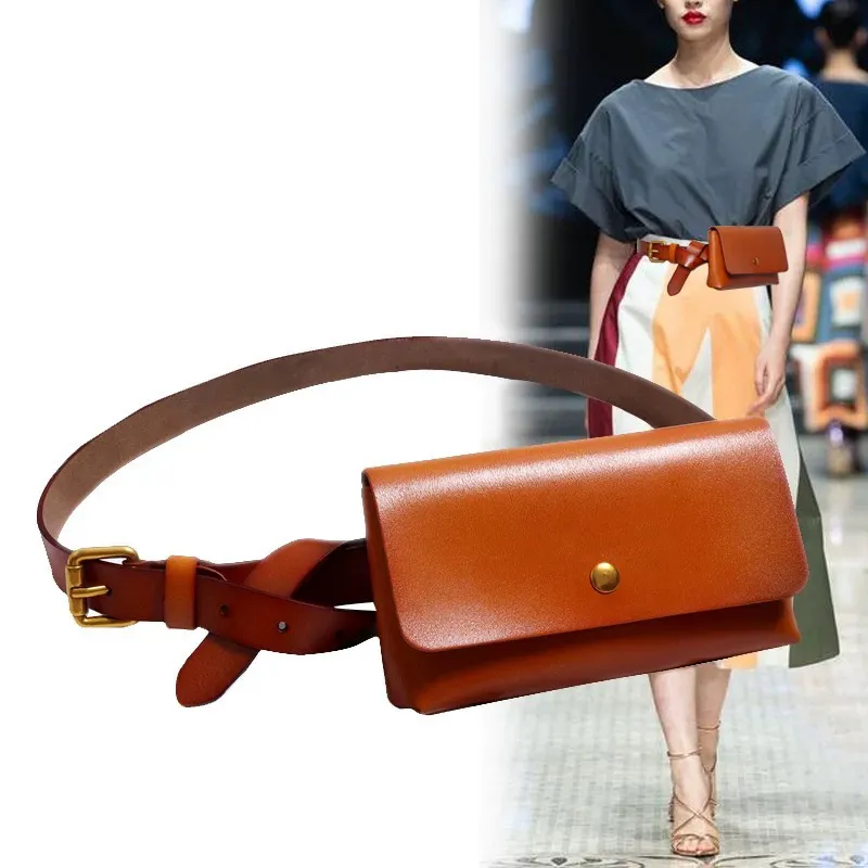 Leather Waist Bag for Women, Minimalist Belt Phone Pouch Crossbody - 2