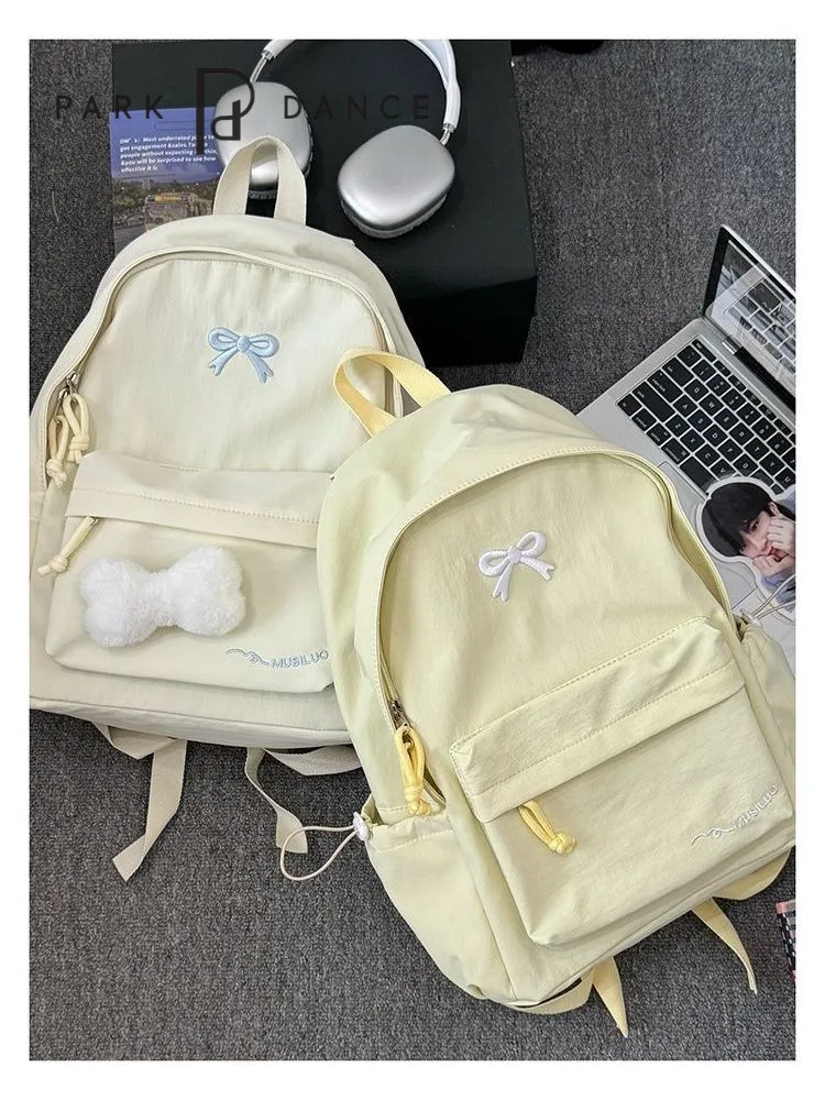 Bow Backpack for Girls 2025, Cute Nylon School Bag for Teens & College - 1