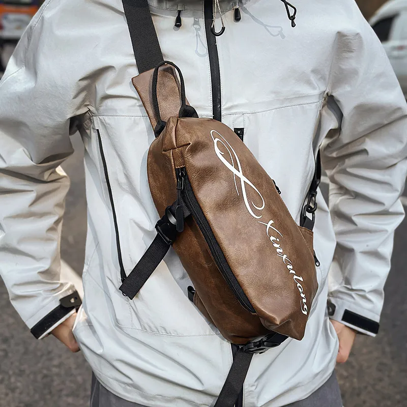 2025 Men's PU Shoulder Bag Crossbody Sling Backpack Large Capacity - 1