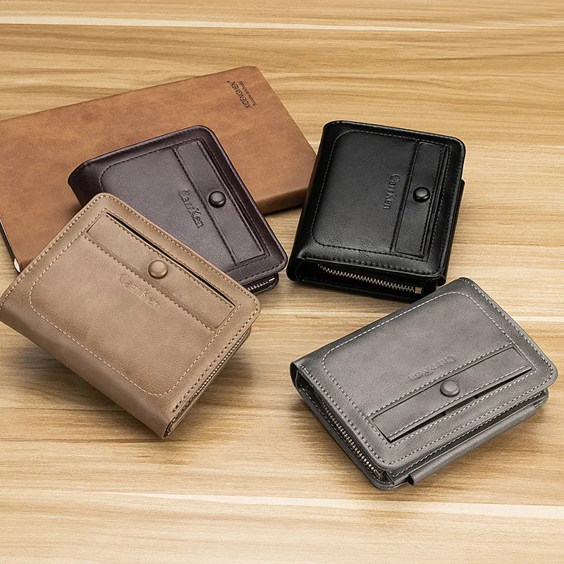 Men's Short Bifold Zip Wallet Retro Style Multi-functional Coin Purse - 4