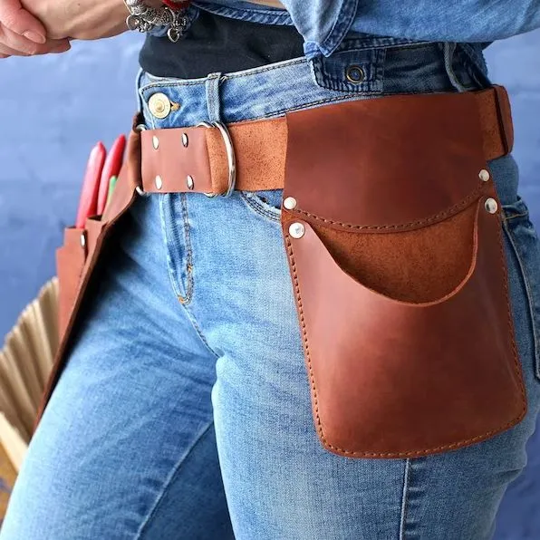 Leather Waterproof Waist Tool Pouch - Multi-Pocket Garden Organizer Bag - 4