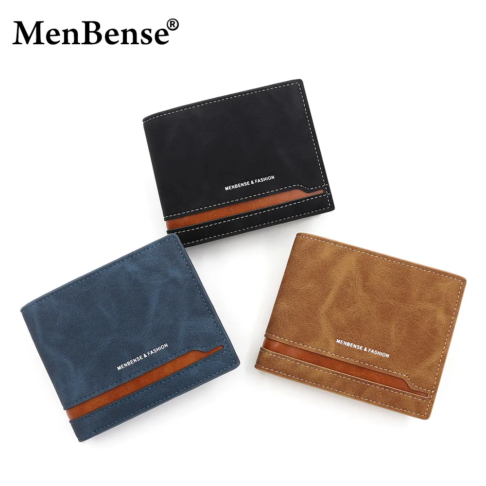 Retro Color Block Men's Wallet, Horizontal Short Bifold Card Holder - 3