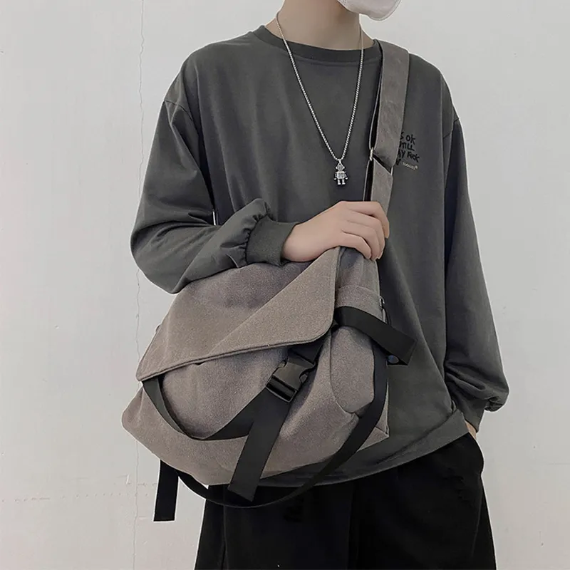 Men's Canvas Crossbody Bag Retro Casual Small Messenger Bag - 1