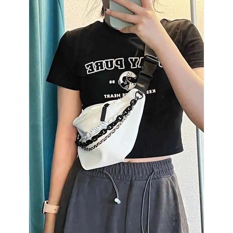 Geometric Space Chain Waist Bag for Women 2022, Trendy Crossbody PU Purse - 1