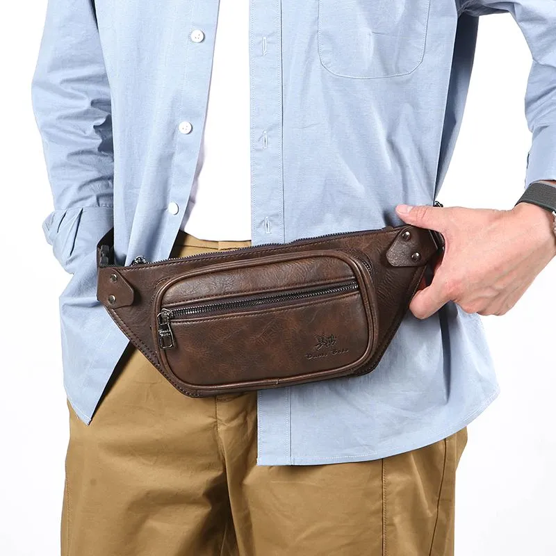 Men's Outdoor Waist Pack Ultra Lightweight Chest Bag PU Multi-functional Travel Sports - 1