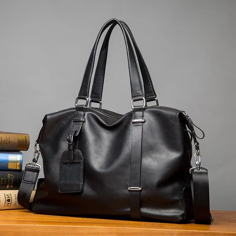 Men's Leather Crossbody Bag, 15 Inch Laptop Briefcase, Casual Shoulder Bag - 1