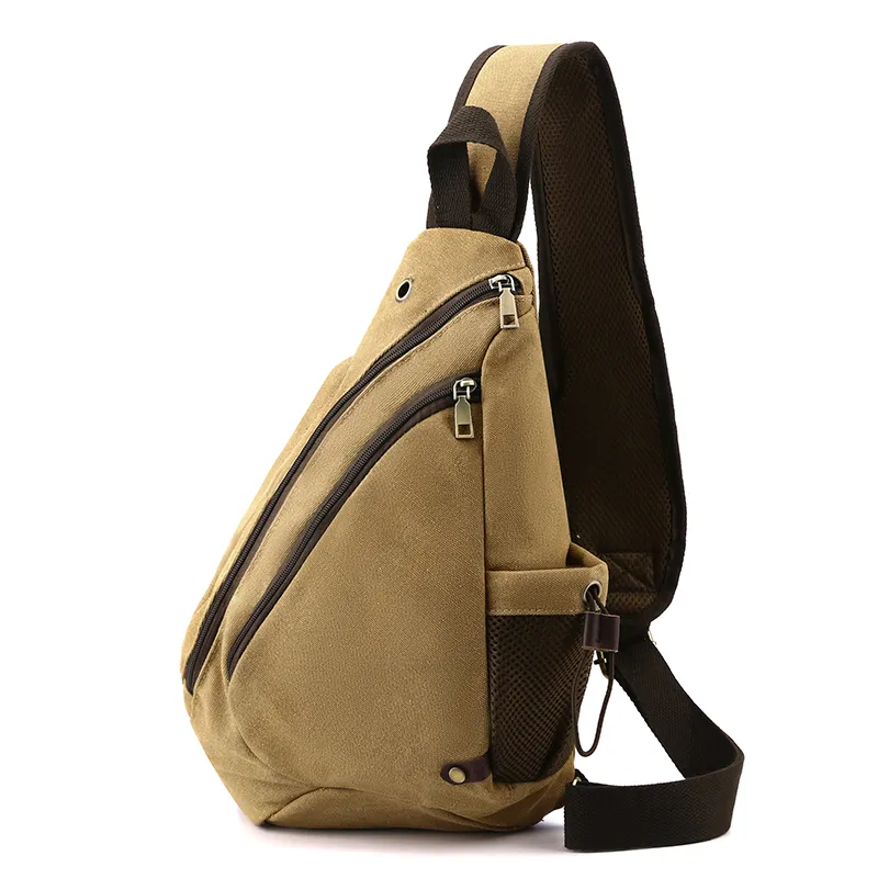 Men's Durable Canvas Chest Bag Large Capacity Crossbody Sling Pack - 4