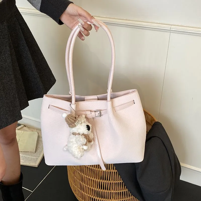 Woven Tote Bag Women Large Capacity Shoulder Bag Bucket Bag - 3