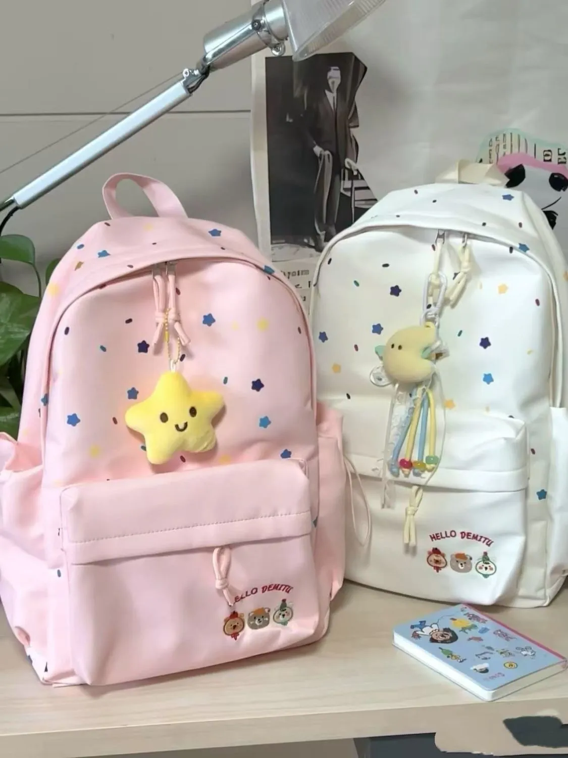 PARK DANCE Bear Embroidery Backpack for School Girls, Lightweight & Stylish - 3
