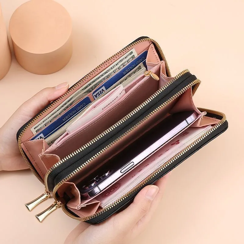 2025 Women's Long Wallet Double Layer Zipper Checkered Pattern Handbag - 5