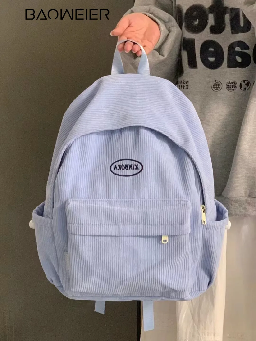 Corduroy Backpack for Women Large Capacity Daypack School College Commuter Bag - 5