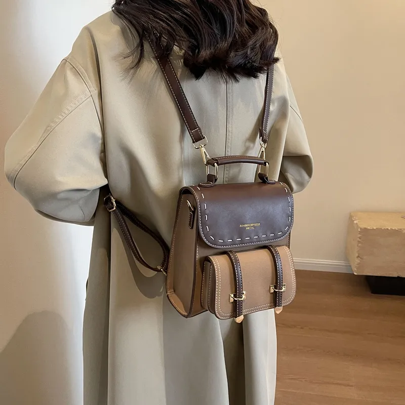 Retro Backpack Women 2025 Small Rucksack Mini Bookbag Multicolor - 2
