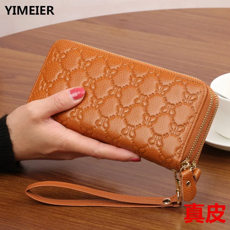 Genuine Leather Long Zip Around Wallet for Women 2025 New Phone Case - 2