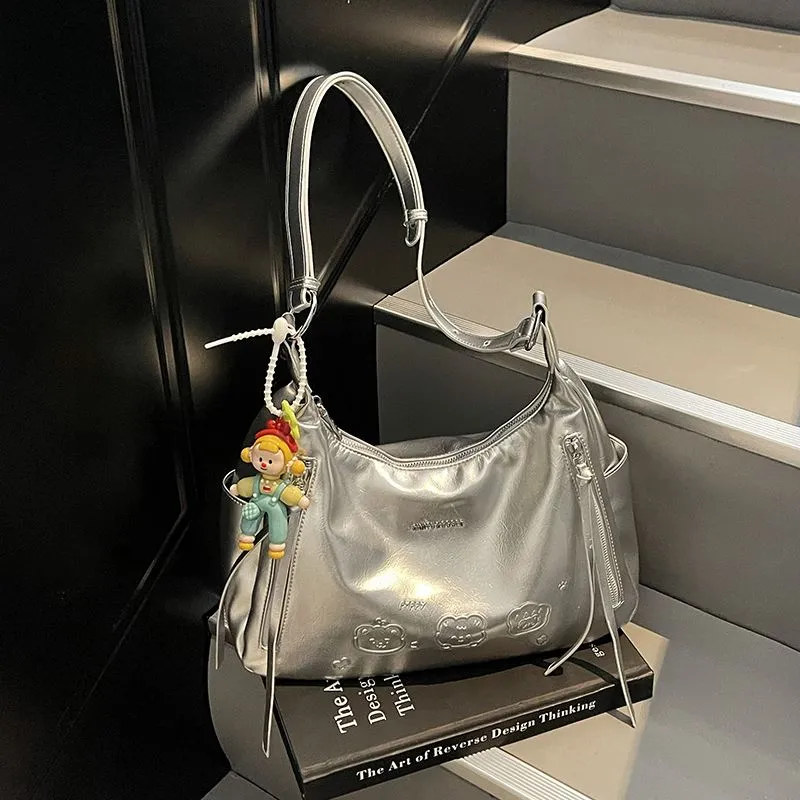 Crossbody Bag 2025 Fashion Minimalist PU Shoulder Bag with Free Strap Charm - 1