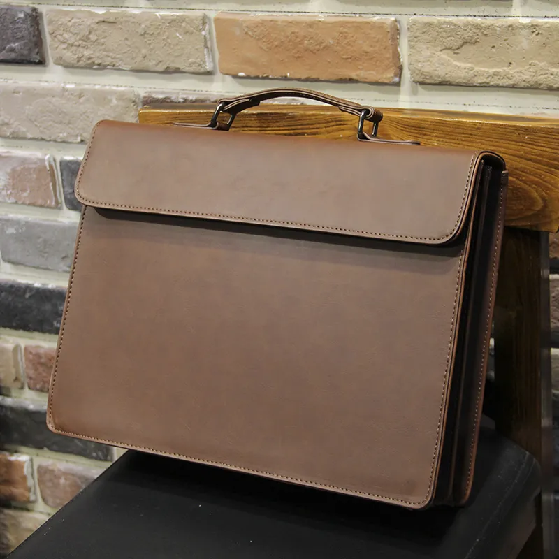 Vintage Leather Messenger Bag for Men, Retro Crossbody Briefcase - 3