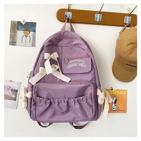 Bow Backpack Cute Rucksack for Girls, Sweet School Bag with Bowknot - 2