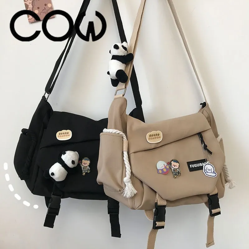 Japanese Style Large Capacity Canvas Messenger Bag for College Students - 4